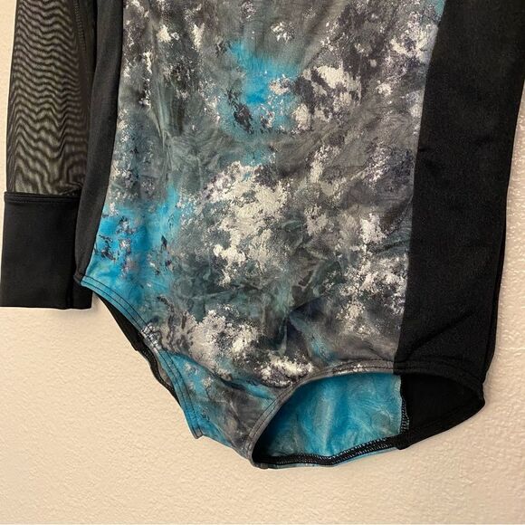 WEISSMAN Elite Dance mesh blue Splattered Metallic Leotard NV12029 LC 10/12 - Picture 5 of 12
